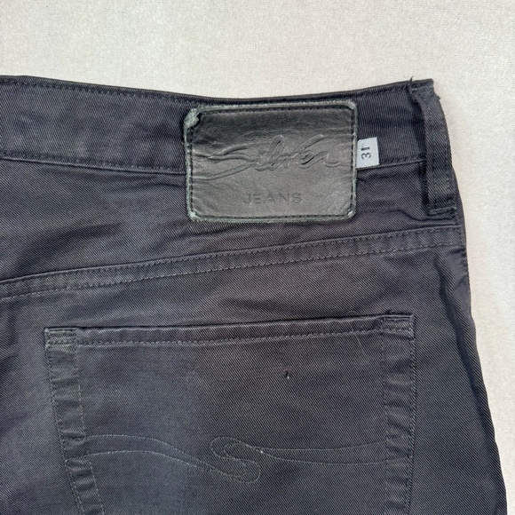 Silver Pants Womens 31X32 Black Flare Button Fly Nylon Mid Rise - Picture 11 of 11